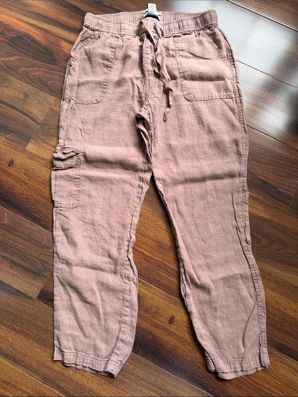 Rachel Zoe 100% Linen Straight Cargo Pants Terracotta Womens M